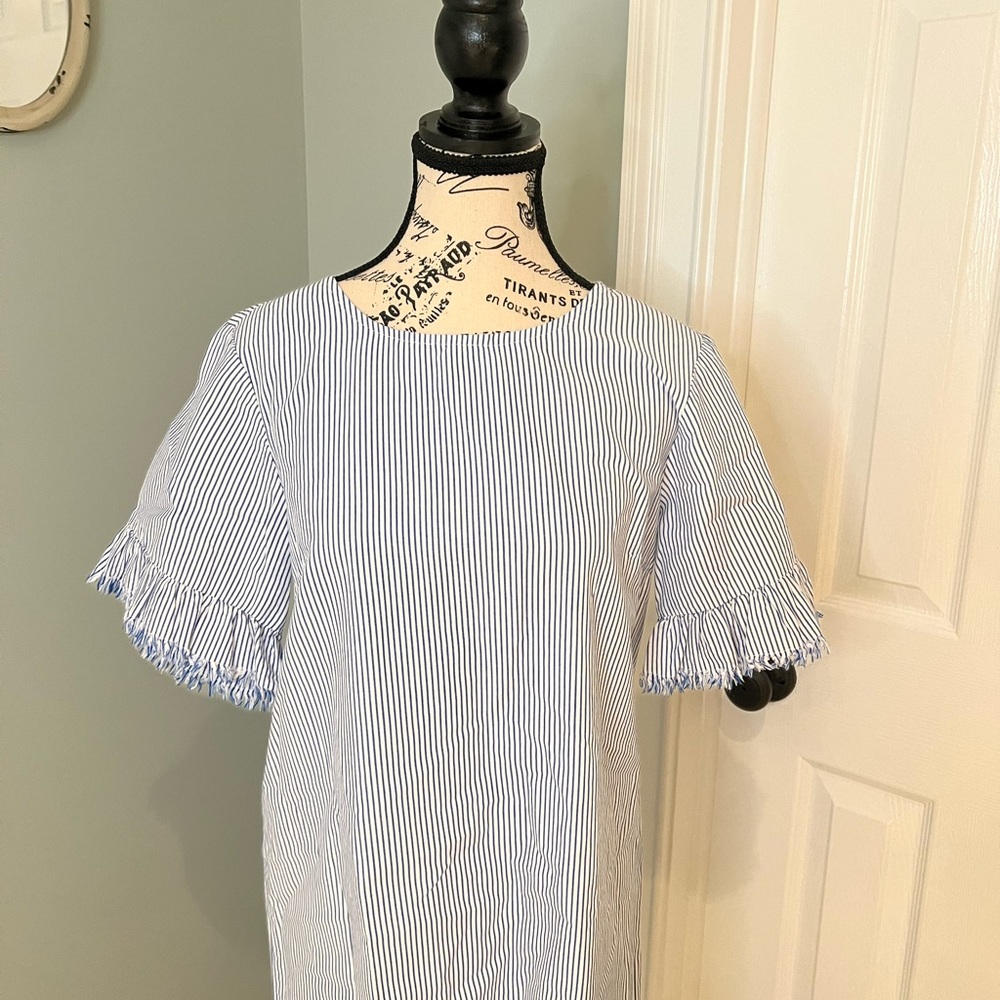 Beach lunch lounge cotton blue/white striped dress | size S | Never Worn - Picture 7 of 11